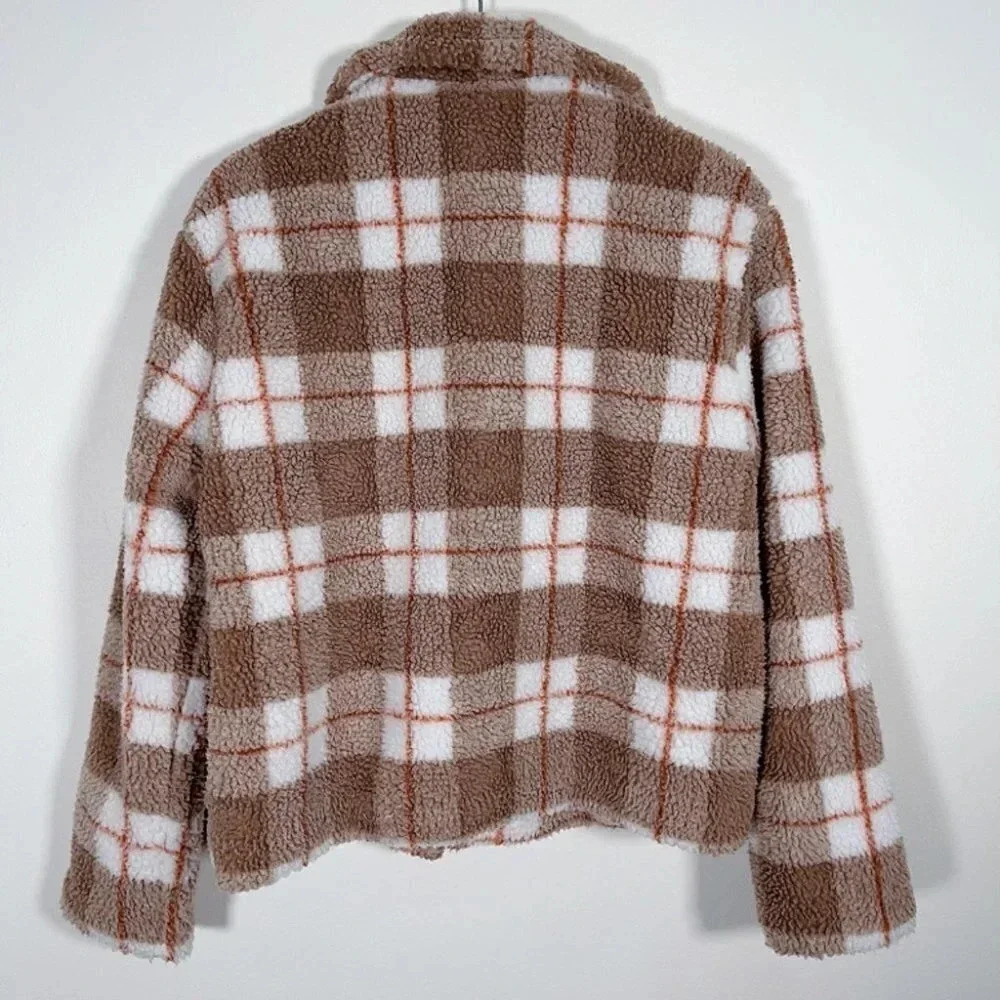 7 For All Mankind Brown Teddy Crop Jacket - Picture 15 of 15